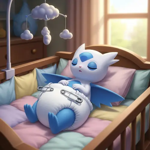 Legendary Newborn Latias Pokemon: One-Month-Old Sleeping Baby in Crib