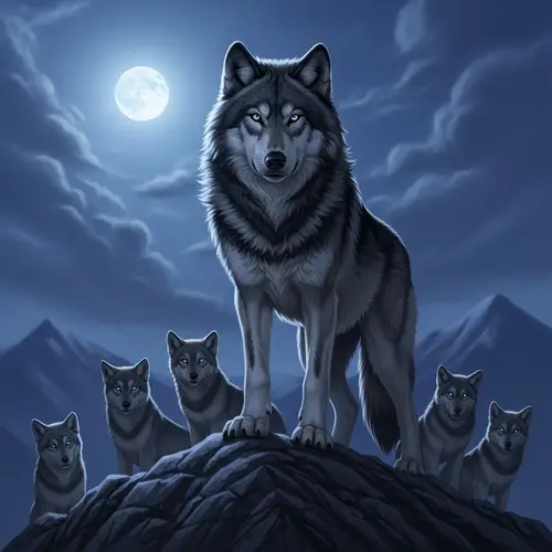 Hero Alpha Wolf - Commanding Figure in Twilight Sky