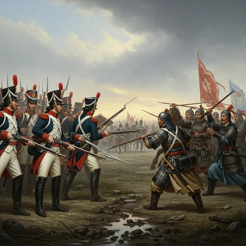 18th Century Russian vs Chinese Army Battle in Victorian Style