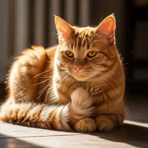 Striking Orange Tomcat with Fluffy Tail