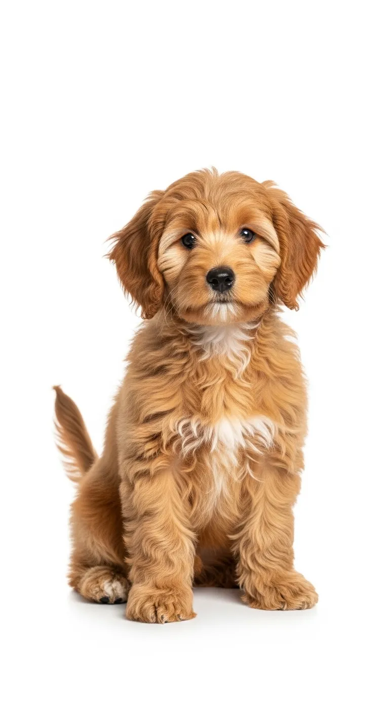 Adorable Mini Golden Doodle on White Background