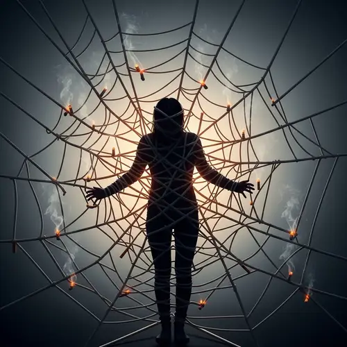 Trapped in a Web of Cigarettes: A Striking Silhouette