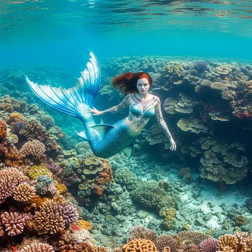 Enchanting Mermaid Tattoos in Crystal Clear Waters