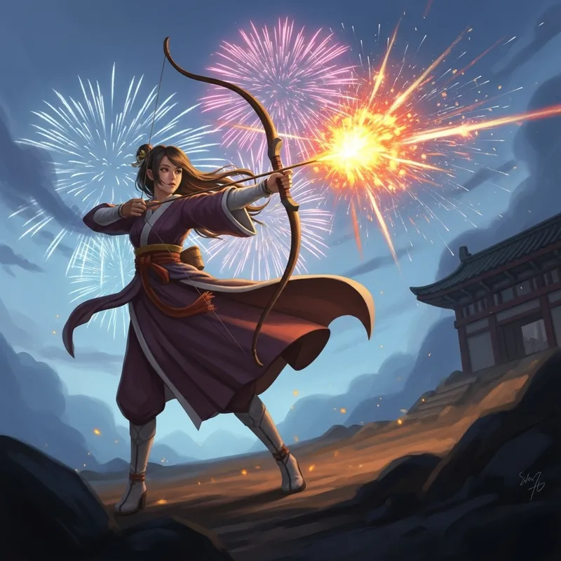 Vibrant Yoimiya: Explosive Fantasy Bow Master in Action Vibrant Yoimiya: Explosive Fantasy Bow Master in Action