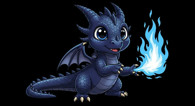 Jovial Dark Blue Dragon | Anime-Style Vibrant Artwork Jovial Dark Blue Dragon | Anime-Style Vibrant Artwork