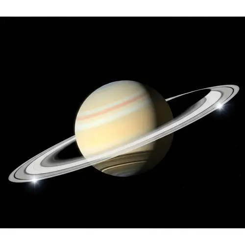 Saturn Planet Illustration with Iconic Rings in Natural Color