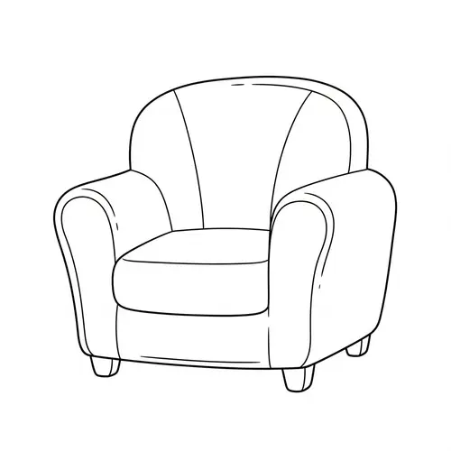 Adorable Armchair Line Art for 1-Year-Olds