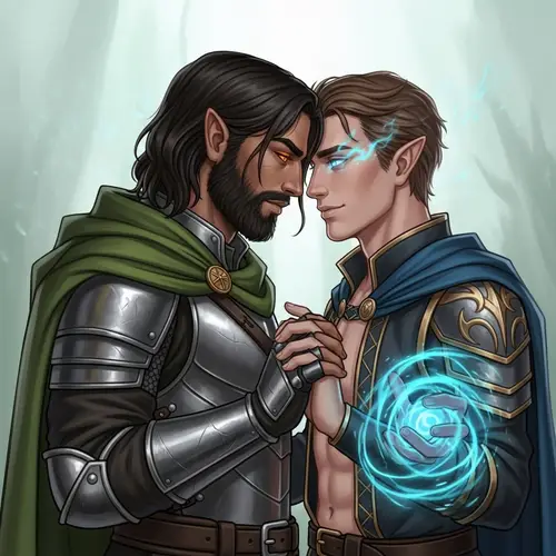 Fantasy Dungeons and Dragons Male Characters in Romantic Posture