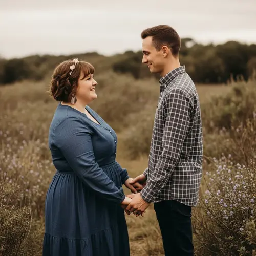 Happy Loving Couple in Serene Outdoor Location