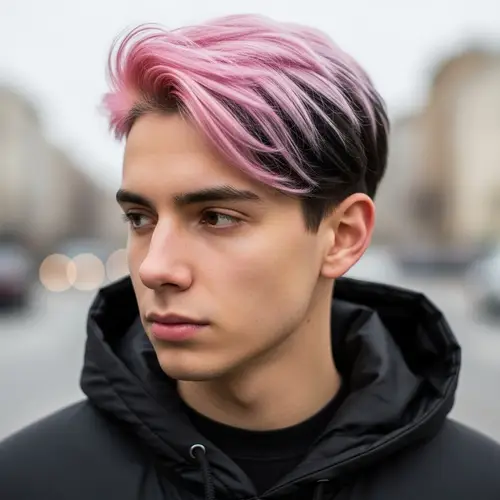 Trendy Hairstyle with Pink, Black & Silver Colors