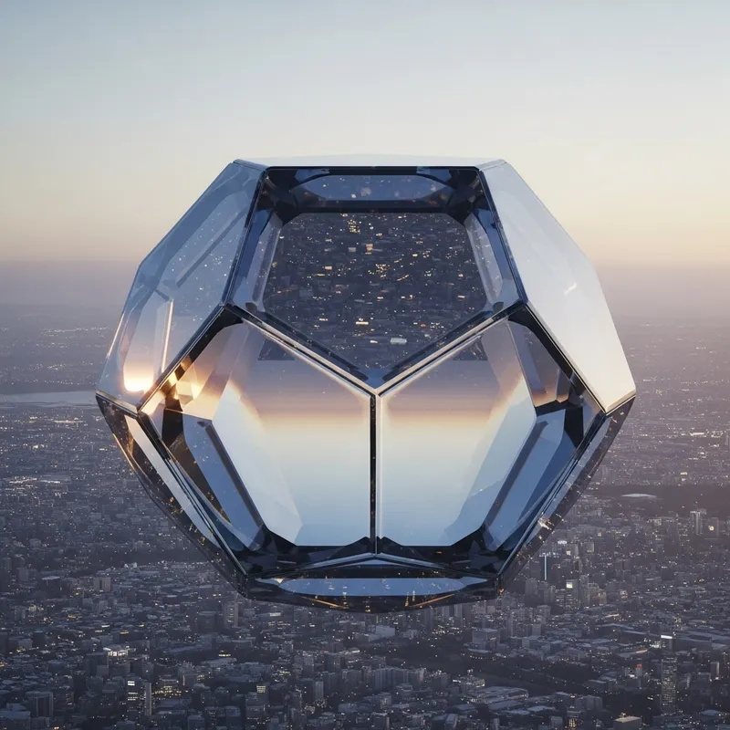 Futuristic Glass Icosahedron - Minimalistic Geometric Art