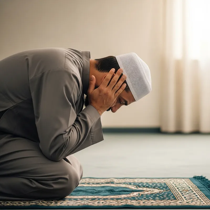 Middle-Eastern Person Engaged in Sajda Prayer Position