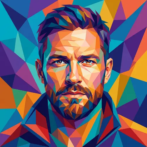 Bold Geometric Low-Poly Portrait of a Man