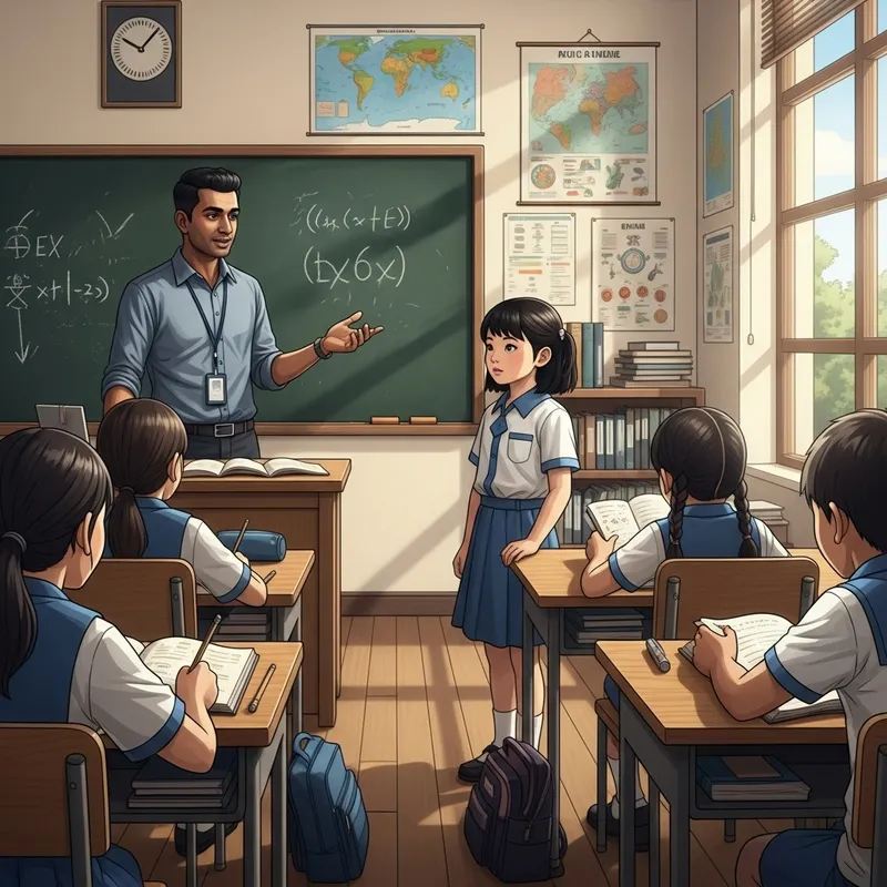 Multicultural Classroom Interaction: Male Teacher Talking to Student