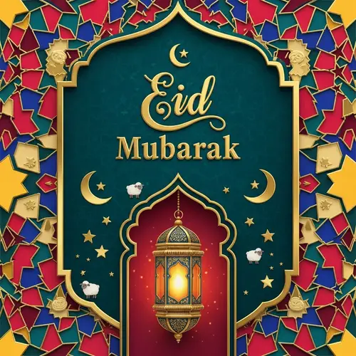 Eid Mubarak Cards for Eid-Ul-Adha Festival | Arabic Lantern Design