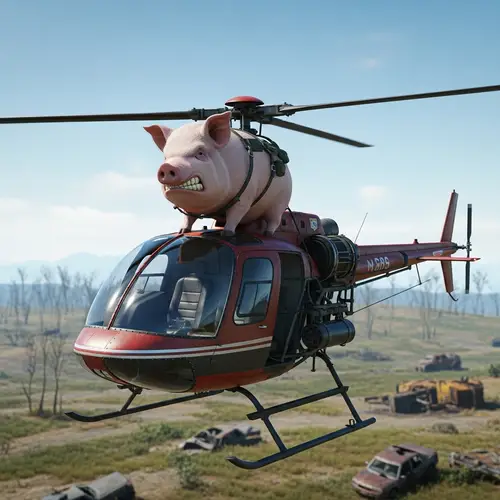 Angry Pig on Minicopter: Rust Video Game Experience