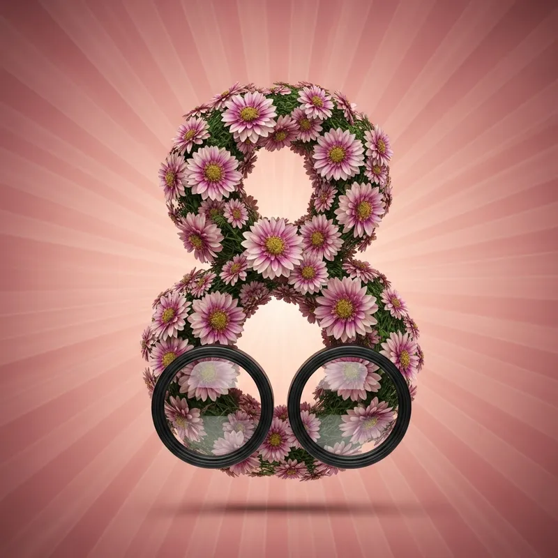 Garden of Floral Number Eight with Pink Background