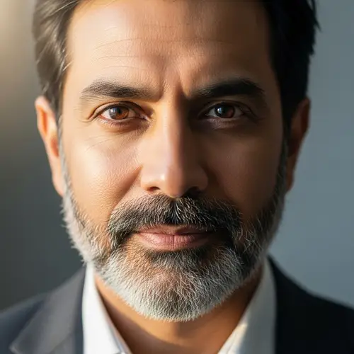 Middle-aged South Asian Man Portrait | Calm Expression & Wisdom