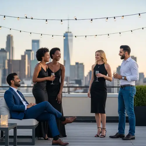 Elegant Urban Rooftop Gathering - Friends Joyfully United