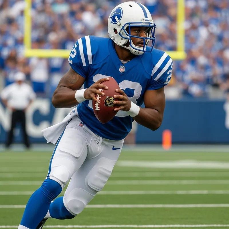Dynamic African American Football Player in Stadium Action