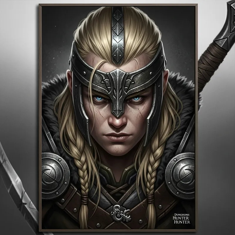 Grimdark Viking D&D Hunter Art | Blond Hair Blue Eyes