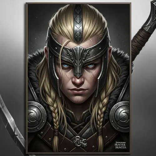 Dungeons & Dragons Hunter Character Art | Viking with Blonde Hair & Blue Eyes