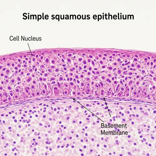 Detailed View of Simple Squamous Epithelium in Kidney
