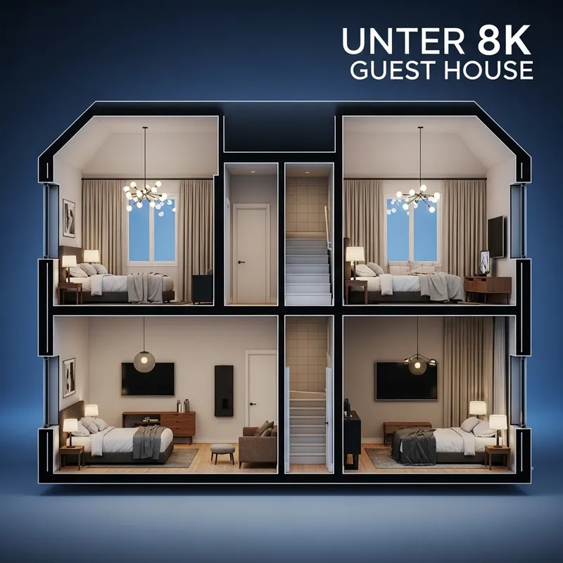 8K Ultra Realistic Two-Story House with Open Rooms & LED TVs