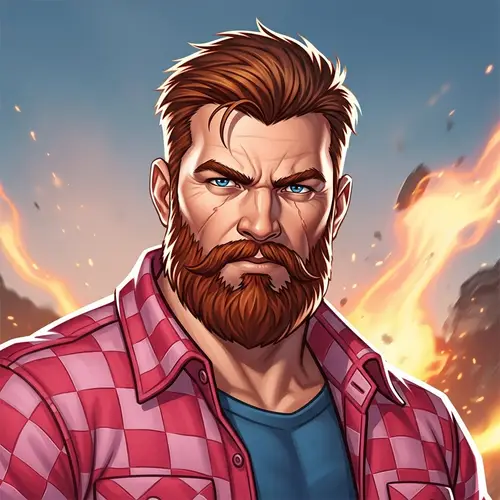 Stylish Redhead Lumberjack Superhero | Action-Packed Battle Scene