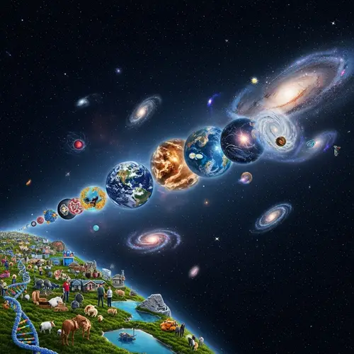 Scales of the Universe: Journey from Quantum Particles to Cosmic Web