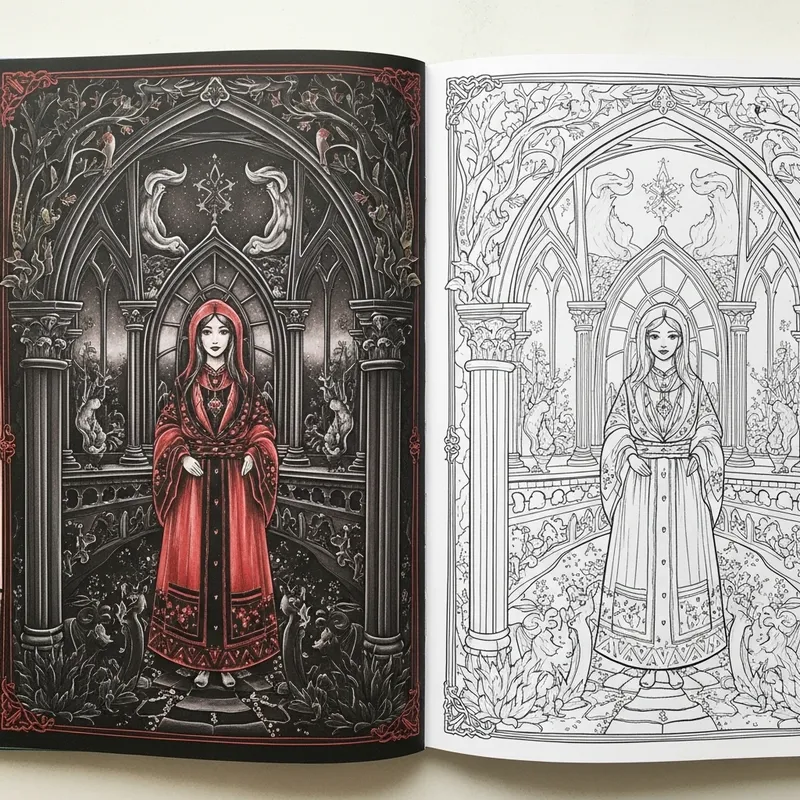 Gothic Themed Coloring Book Page