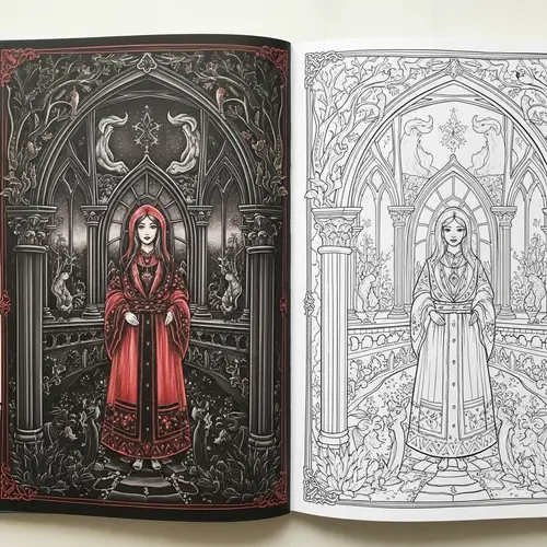 Gothic Themed Coloring Book Page