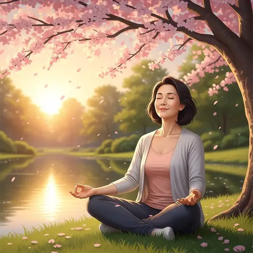 Serene Self-Love in Peaceful Garden Setting