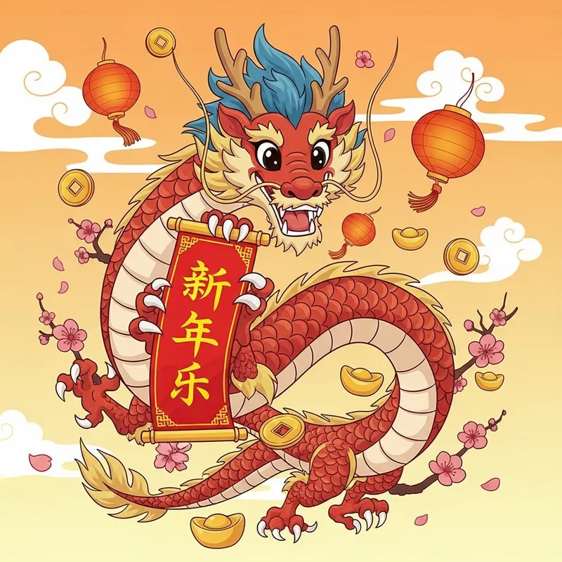 Cute Chinese Dragon New Year Greetings
