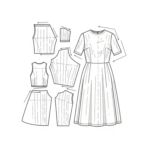 Exquisitely Detailed Sewing Pattern for Stylish Flared Dress
