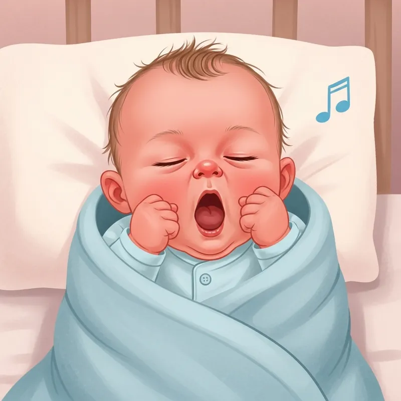 Yawning Baby in Cozy Crib | Sweet Illustration
