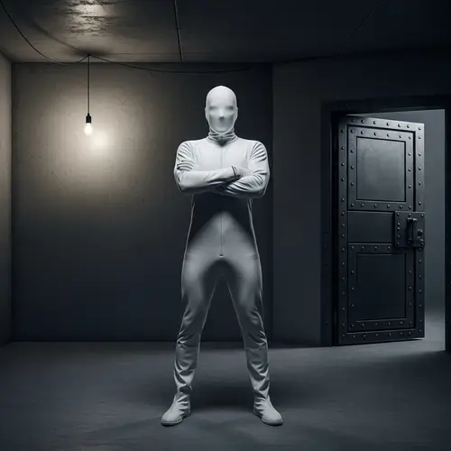 Elegant White-Suit Authority in Secret Room
