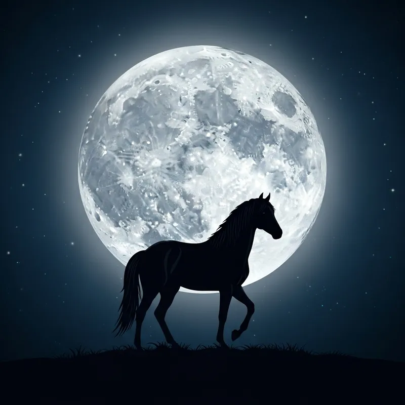 Majestic Horse Against Moonlit Sky Majestic Horse Against Moonlit Sky