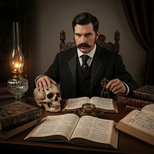 Masonic Mystic in 19th Century Black Suit | Enigmatic Scene