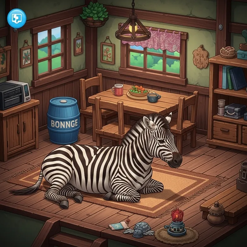 Zebra in Neat Home: Rustic Charm Visualized