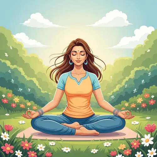 Inner Peace: South Asian Woman Practicing Yoga in Serene Garden