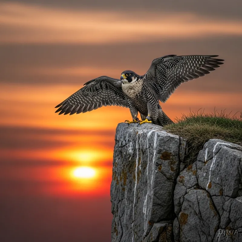Majestic Falcon at Sunset: A Powerful Vision