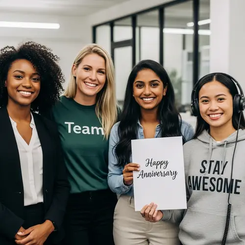 Diverse Women in Office Environment | Happy Multicultural Team Photo