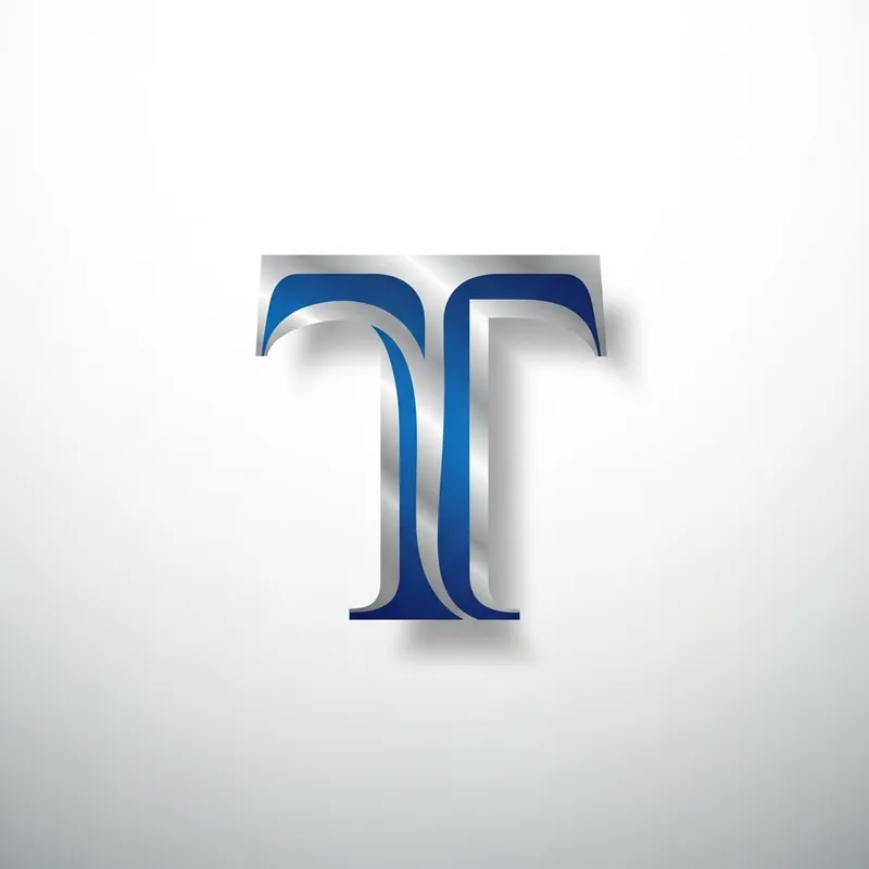 Creative Letter T Logo Design in Royal Blue and Silver
