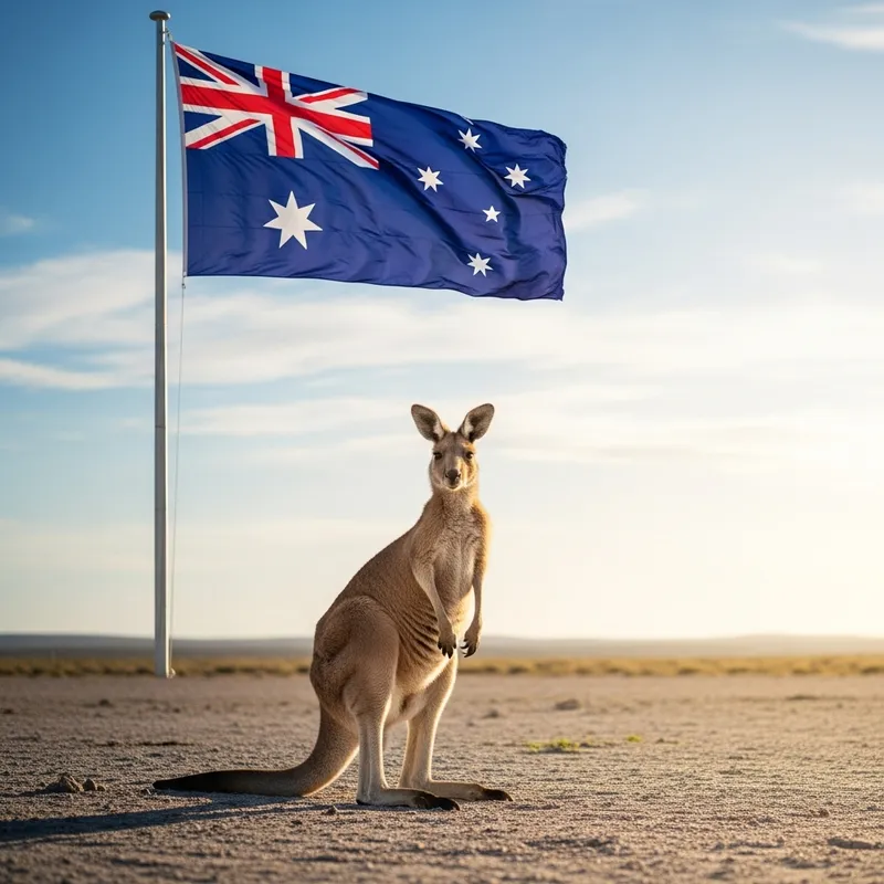 Majestic Kangaroo with Australian Flag Backdrop | Nature's Bounty Majestic Kangaroo with Australian Flag Backdrop | Nature's Bounty