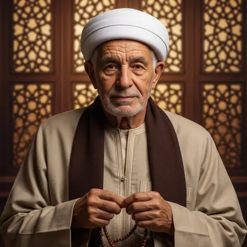 Wise Elderly Arabic Man in Traditional Attire