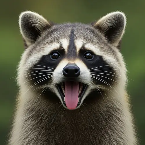 Charming Close-Up of a Playful Raccoon
