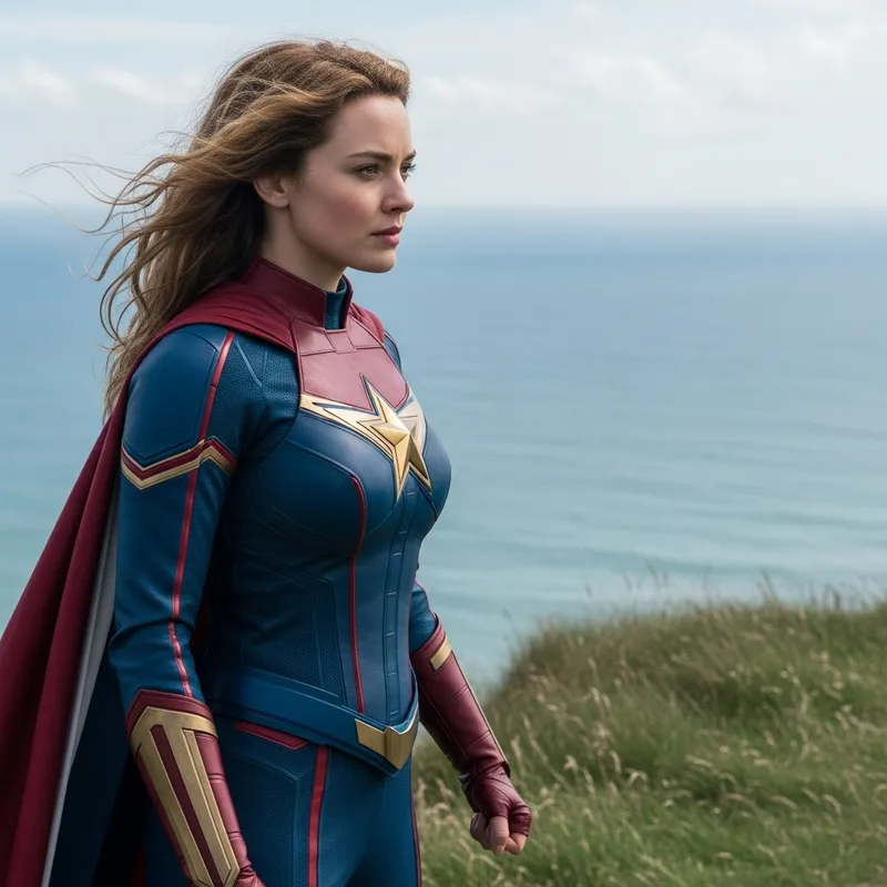 Captain Marvel by Emma Watson - Cliff Edge Pose Captain Marvel by Emma Watson - Cliff Edge Pose