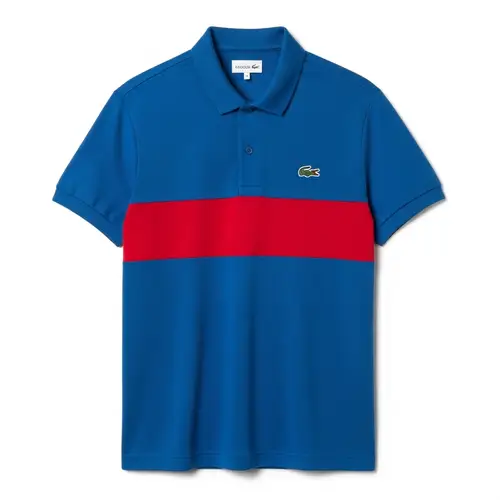 Blue Polo Shirt with Red Stripe & Crocodile Logo | Casual Wear