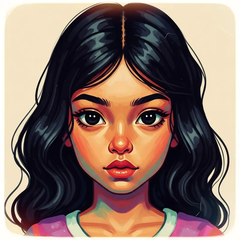 Expressive vintage portrait of a girl with vibrant features